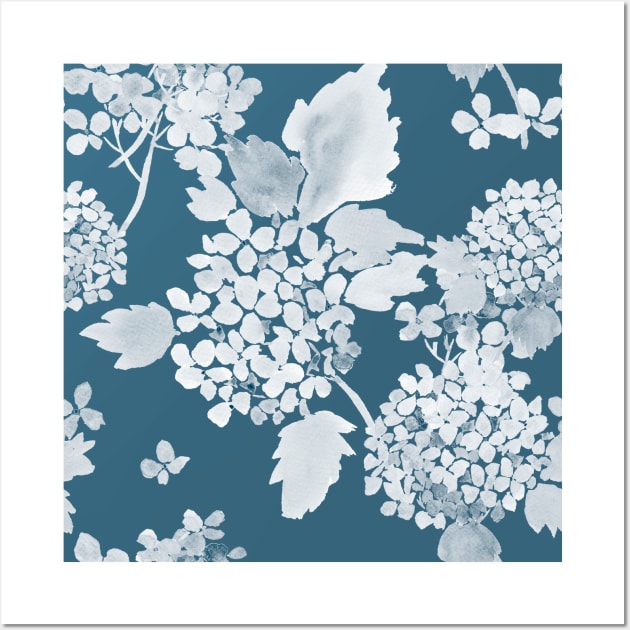 Hydrangea in monochrome teal Wall Art by Dream.in.blooms